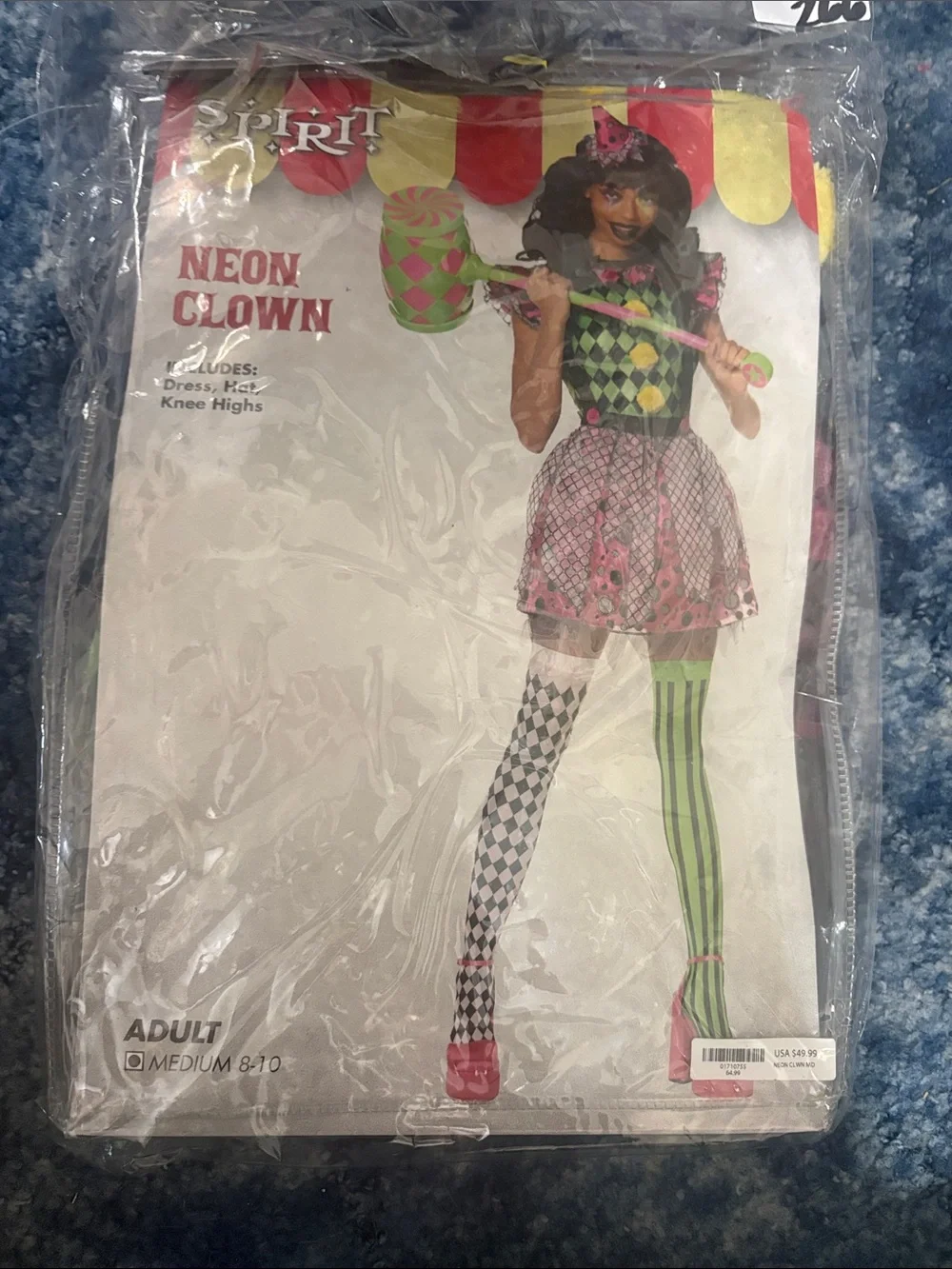 Spirit Pink, Green & Yellow Harlequin Clown Costume Dress - Picture 7 of 7